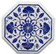 12 Inches Lapis Lazuli Stone Inlay Work Coffee Table Top White Marble End Table