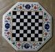 12 Inches Marble Coffee Table Top Floral Pattern Inlay Work Chess Table For Bar