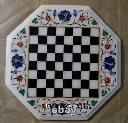 12 Inches Marble Coffee Table Top Floral Pattern Inlay Work Chess Table for Bar