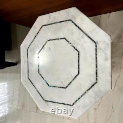 15x15 White Marble Coffee Bar Table Top Inlay Pauashell Mosaic Art Home Decor