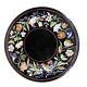 16 Inches Round Marble Coffee Table Top Semi Precious Stone Inlay Work Bar Table