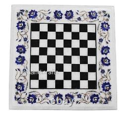 18 Inches Marble Coffee Table Top Floral Pattern Inlay Work Chess Table for Lawn