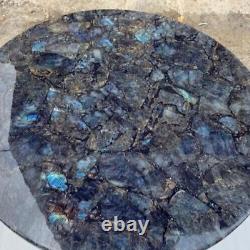18x18 Labradorite Round Table Top Custom Handmade Gemstone Work Home Decor