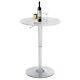 23.62 Round Bar Table, Adjustable Table, Mdf Top With Silver Metal Pole White