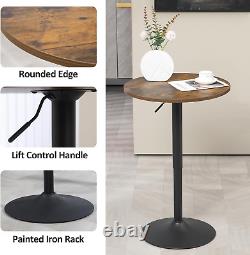 23.6Inches round Cocktail Bar Table with Metal Base, Tall Bistro Pub Table, Adju