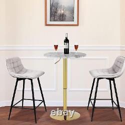 24 Round Cocktail Bar Table With Metal Base, Tall Bistro Pub Table, Adjustabl