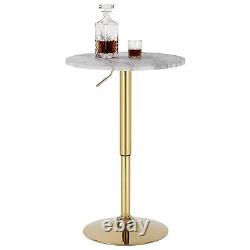 24 Round Cocktail Bar Table With Metal Base, Tall Bistro Pub Table, Adjustabl