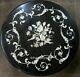 24 X 24 Inches Floral Pattern Inlay Work Bar Table Black Marble Coffee Table Top