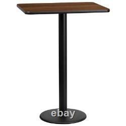 24 x 30 Walnut Laminate Table Top With Base Bar Height Restaurant Table