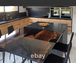 24x24 Black Epoxy Counter Slab, Side Kitchen Bar Counter Top, Epoxy Table Slab
