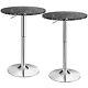 2pcs Round Pub Table Swivel Adjustable Bar Table Withfaux Marble Top Black