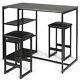 3 Pcs Bar Table Seat Set Kitchen Dinging Room Table With2 Stools Faux Marble Top