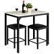 3 Piece Counter Height Dining Set Faux Marble Table And 2 Chairs Kitchen Bar New