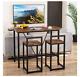 3-piece Pub Bar Table Set With 2 Bar Stools And Faux Marble Tabletop Brown