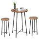3 Piece Round Pub Dining Set, High Top Bar Table And Stools For Rustic Brown