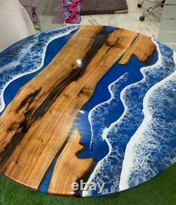 30 Blue Epoxy Bar Coffee Table Top Handmade Ocean Beach Resin River Countertop