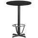 30 Round Black Laminate Table Top With 22 X 22 Bar Height Table Base And Foot