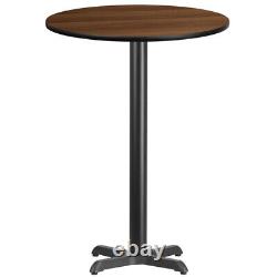 30 Round Walnut Laminate Table Top With 22 X 22 Bar Height Table Base