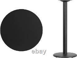 30'' round Black Laminate Table Top with 18'' round Bar Height Table Base