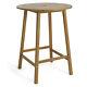 31.5 Patio Round Bar Table Acacia Wood With Umbrella Hole & Slatted Tabletop