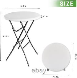 32In High Top Table, Cocktail Table Granite White, Portable Bar Height Folding T
