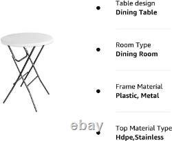 32In High Top Table, Cocktail Table Granite White, Portable Bar Height Folding T