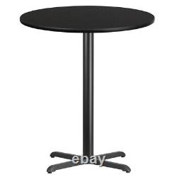 36 Round Black Laminate Table Top With Base Bar Height Restaurant Table