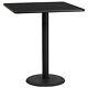 36 Square Black Laminate Table Top With 24 Round Bar Height Table Base