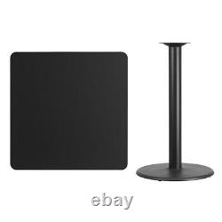36 Square Black Laminate Table Top With 24 Round Bar Height Table Base