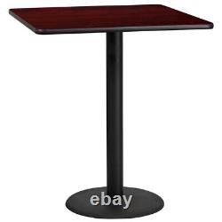 36 Square Mahogany Laminate Table Top With Base Bar Height Restaurant Table