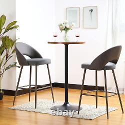 39.5 H Modern round Pub Table, Round Bar Table Wood Top with Black Metal Leg and