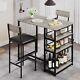 3pcs Dining Set Table With 2 Height Chairs Bar Stools Wood Top For Small Kitchen
