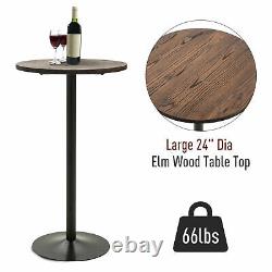 42 in Rustic Bar Pub Table Industrial Metal Elm Wood Top