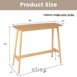 48 Inch Bamboo Bar Table High Top Console Dining Pub
