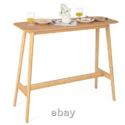 48 Inch Bamboo Bar Table High Top Console Dining Pub Table