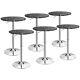6pcs Round Pub Table Swivel Adjustable Bar Table Withfaux Marble Top Black