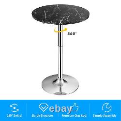 6PCS Round Pub Table Swivel Adjustable Bar Table withFaux Marble Top Black