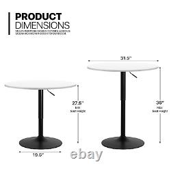 Adjustable Counter Height Bar Cocktail Table White Wood Tabletop for Pub Kitchen