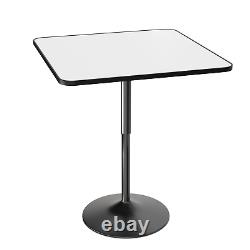 Adjustable Height Bar Cocktail Table White Wood Rectangular Tabletop Pub Kitchen