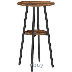 Bar Table, Round Pub Table, 2-Tier Bistro Table with Storage, High Top Table