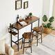 Bar Table Set With Wine Rack, Rustic Brown, 47.24l X 15.75w X 35.43h