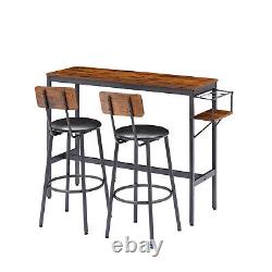 Bar Table Set with Wine Rack, Rustic Brown, 47.24L x 15.75W x 35.43H
