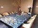 Blue Agate Coffee Center Table Tops, Handmade Furniture, Agate Console Bar Table