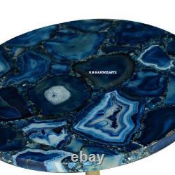 Blue Agate Side End table Top / Natural Agate Table home Room decor Center table