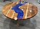 Blue Epoxy Resin Console Coffee Table Top Handmade Bar Table, Living Home Decors