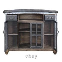 Bowery Hill Contemporary Bar Table in Antique Ebony Top Grain Leather
