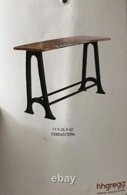 Brand New! Acacia Wood Top and Cast Iron Legs Bar Top Table