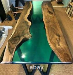Clear Green Epoxy Resin Dining Center Table Top, Epoxy Wooden Sofa Bar Table
