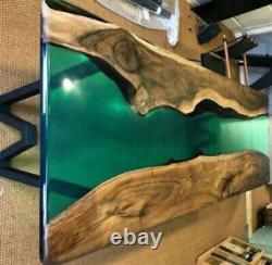 Clear Green Epoxy Resin Dining Center Table Top, Epoxy Wooden Sofa Bar Table