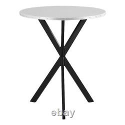 Coaster Kenzo Round Metal Top Pedestal Base Bar Table in Silver and Sandy Black